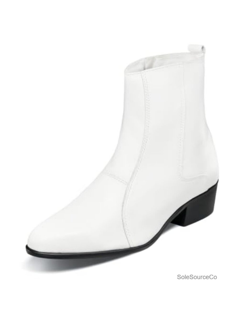 Men's Leather Chelsea Dress Boots Side Zip Cuban Heel Ankle